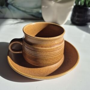 12 Sets Of Vintage Denby Langley Canterbury Tan Teacup and Saucers